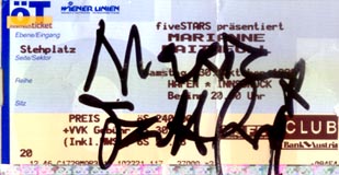 Marianne Faithfull Ticket signed