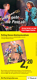 Advertising Flyer Rolling Stones stamp